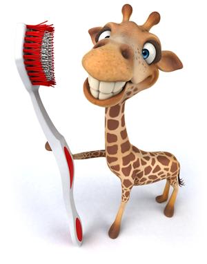 3D动画角色设计 拿牙刷的长颈鹿